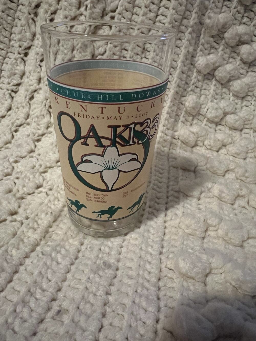 2007 Kentucky Oaks 133rd Mint Julep Drinking Glass Churchill Downs Horse Racing